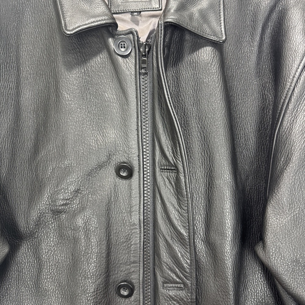 VTG Field Gear Leather Bomber Jacket‎ Heavy Men's Sz M/L Tall Full Zip Buttons - Picture 7 of 14